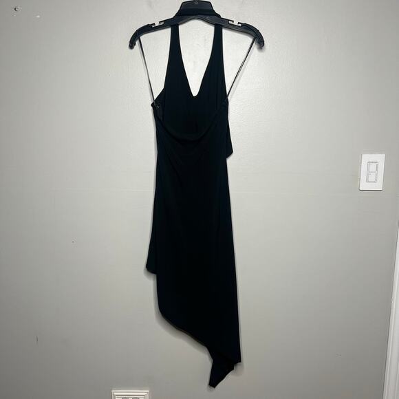 Asymmetrical Black Midi Dress Halter Sz 0 Whimsigoth Dark Fairy Grunge Y2K Witch - Picture 7 of 12